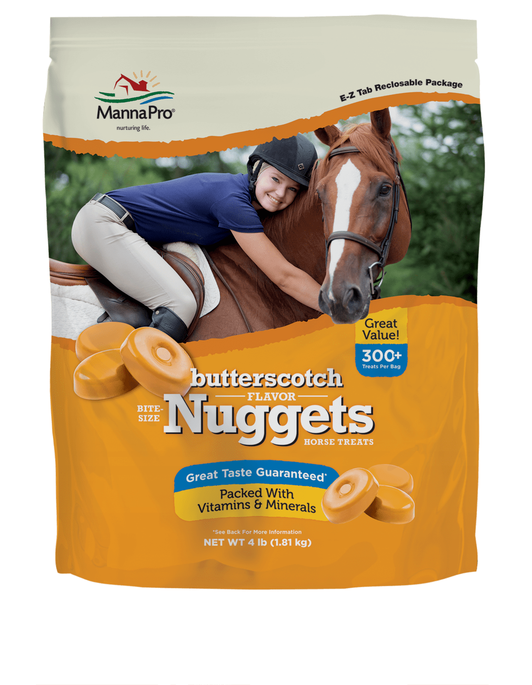 Manna Pro Bite-Size Nuggets for Horses – Horse Training Treats – Butterscotch Flavored Treats for Horses – 4 pounds