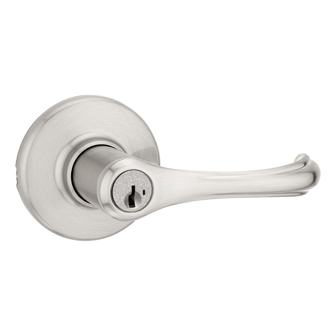 Dorian Keyed Entry Lever in Satin Nickel featuring SmartKey Security
