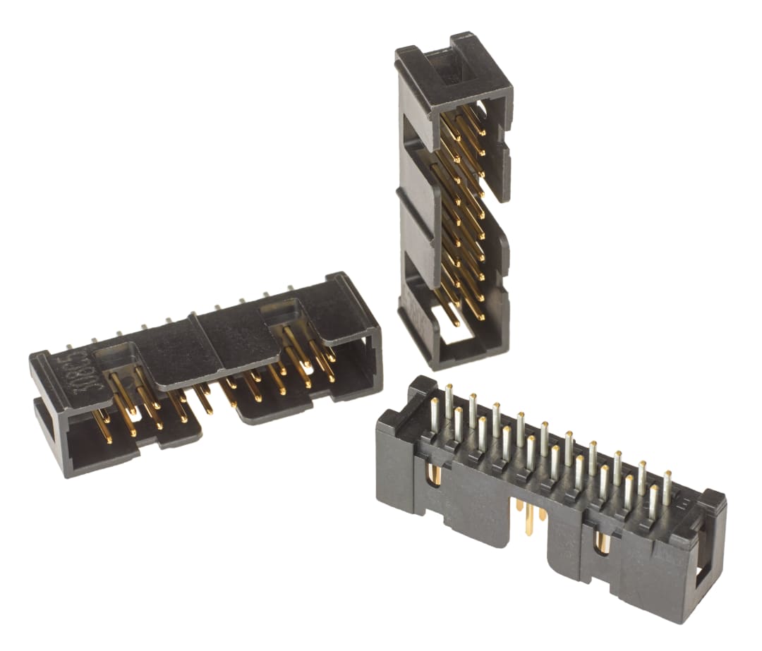 3M™ N2520-6002 RB, Wannenstiftstecker, Low Profile, 180° gerade, 20-polig, 2500 Serie, 2,54 mm, 0,76 µm Au, Schwarz