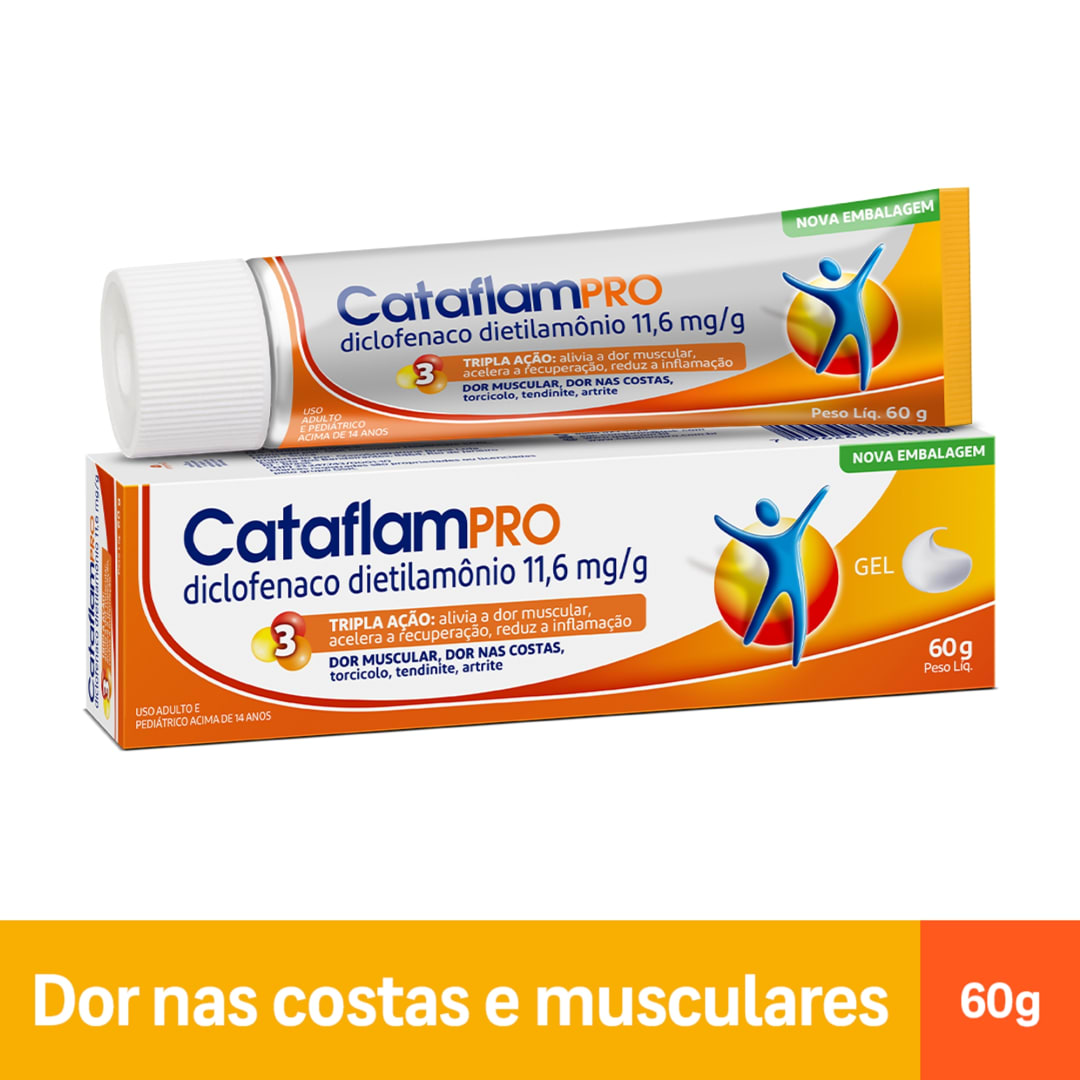 CataflamPRO Emulgel Tripla Ação Analgésico Anti-Inflamatório para Tratamento da Inflamação Muscular com 60g