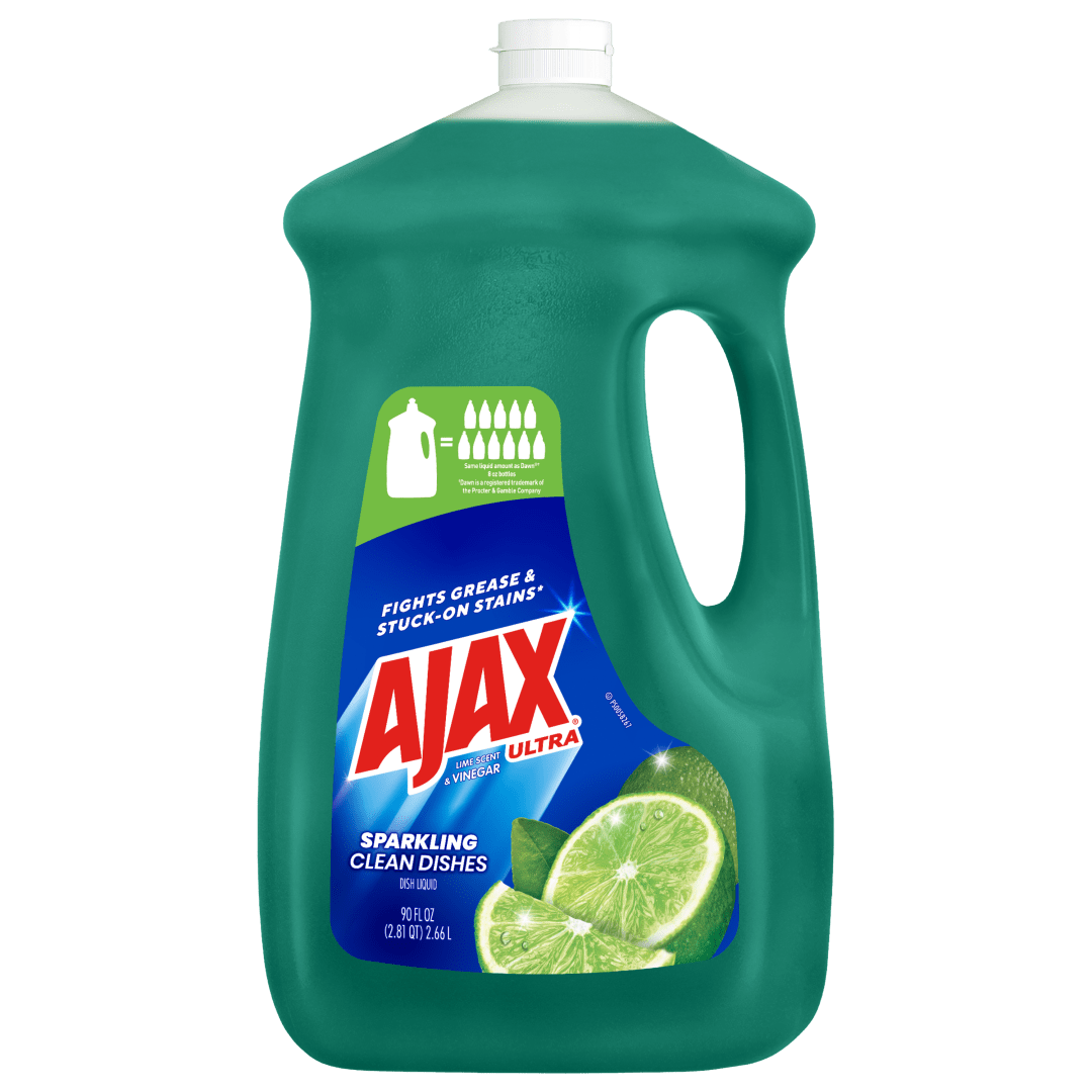 Ajax Ultra Liquid Dish Soap Vinegar and Lime Scent, Sparkling Clean Dishes, 90 fl oz Bottle