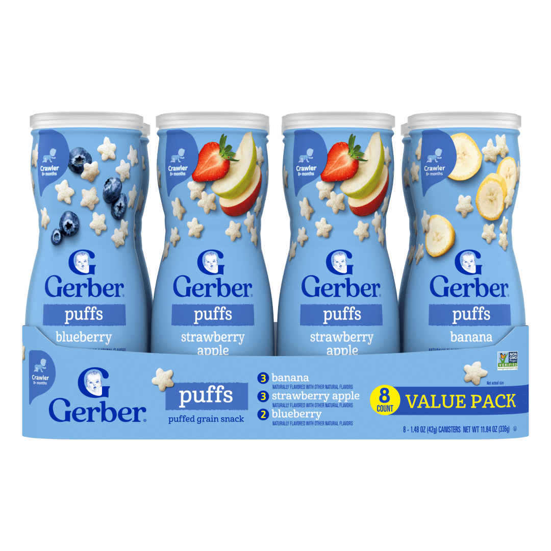Gerber Stage 3 Baby Snacks, Puffs Value Pack, Puffs Snacks, Baby Led Feeding, 8PK