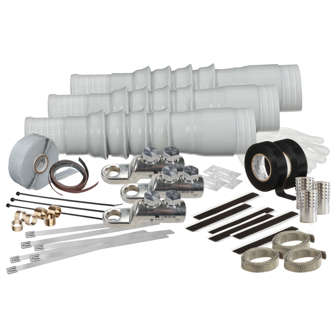 3M™ Kaltschrumpf-Endverschlüsse, QT-II-K4X-AF-1-LSB2, für 1/C-Kabel mit Abschirmung aus Aluminiumfolie, 4 Schirme, 3/Satz, inkl. Ösen
