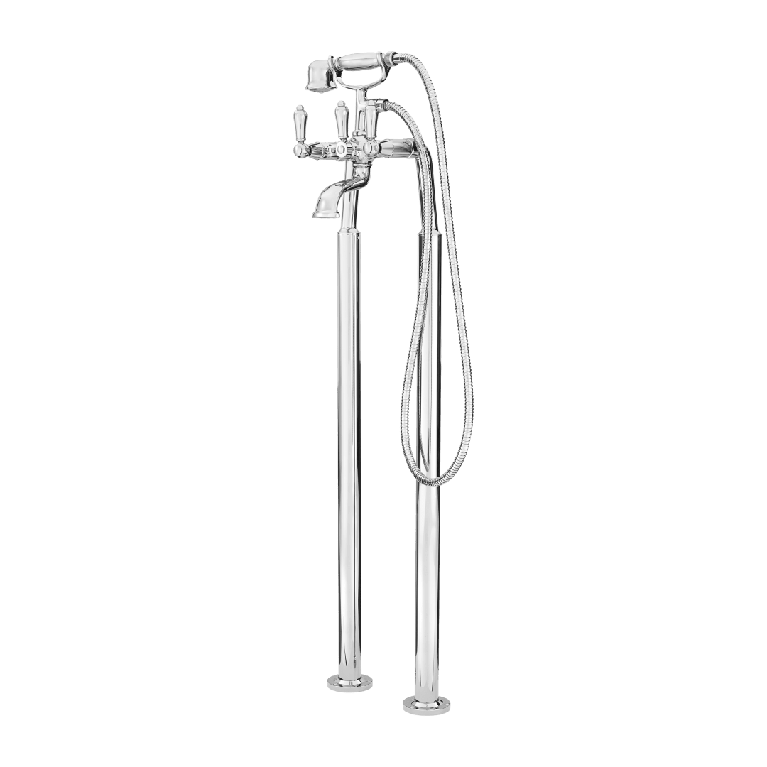 Traditional Freestanding Roman Tub Trim Kit w/Handshower in Polished Chrome