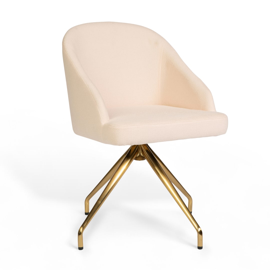 Sora Upholstered Stationary Office Chair in Conch Shell/Polished Brass