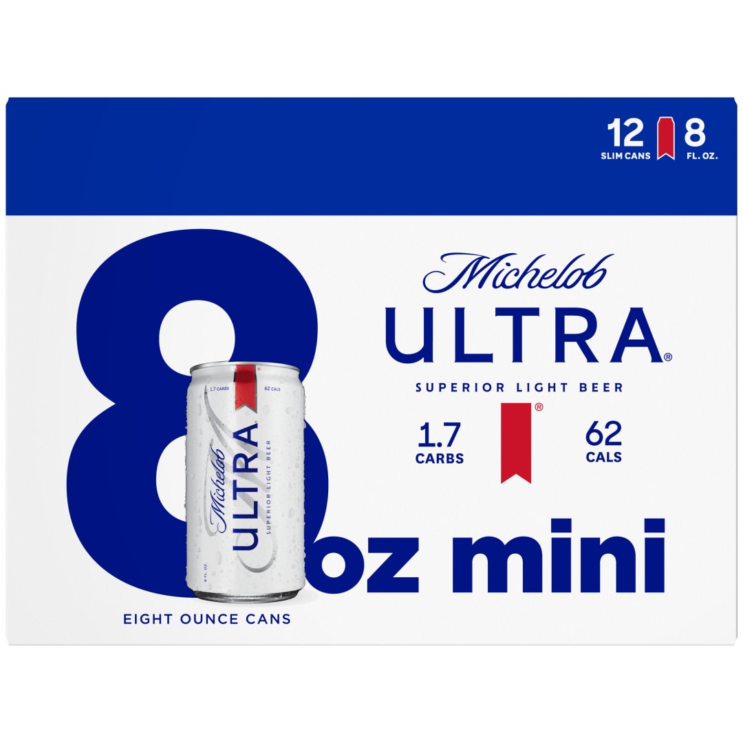 Michelob ULTRA Superior Light American Lager Beer, 12 Pack Beer, 8 FL OZ Cans