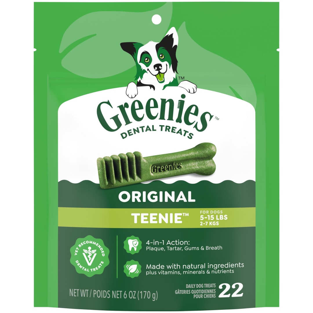 GREENIES Original TEENIE Natural Dental Care Dog Treats, 6 oz. Pack (22 Treats)