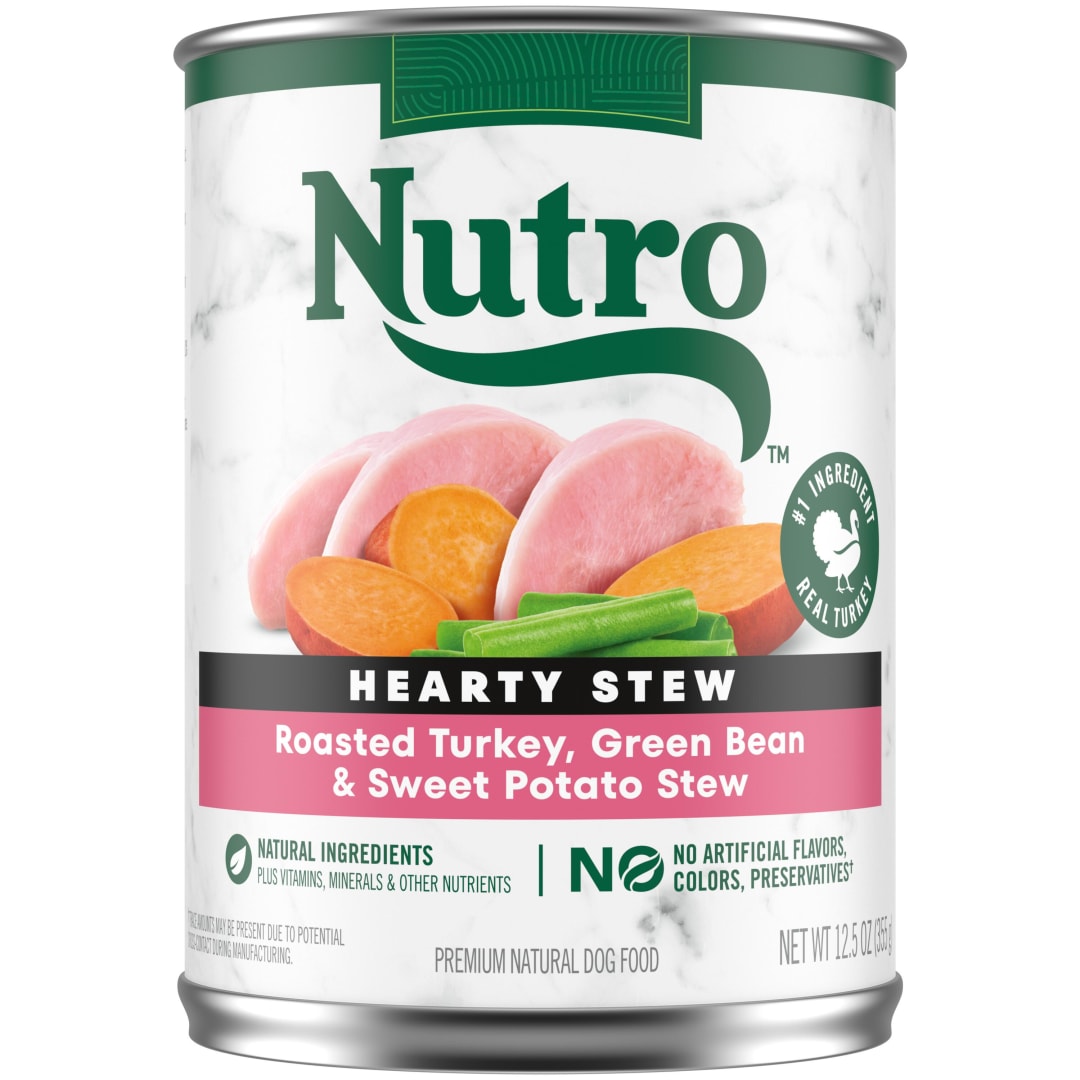 NUTRO HEARTY STEW Adult Natural Wet Dog Food Cuts in Gravy Roasted Turkey, Sweet Potato & Green Bean Stew, (12) 12.5 oz. Cans