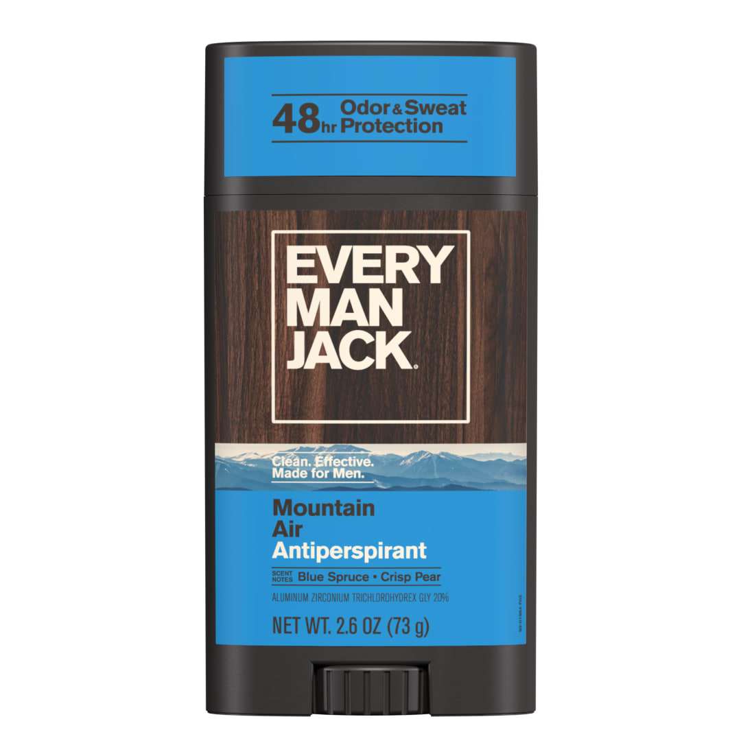Every Man Jack Mountain Air Antiperspirant Deodorant – Smooth Glide, 48-Hour Odor & Sweat Defense, 2.6 oz