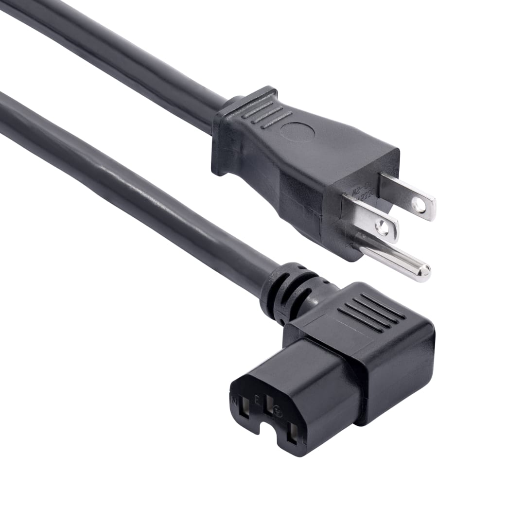 Power Extension Cord, NEMA 5-15P to Right-Angle C15 - Heavy-
