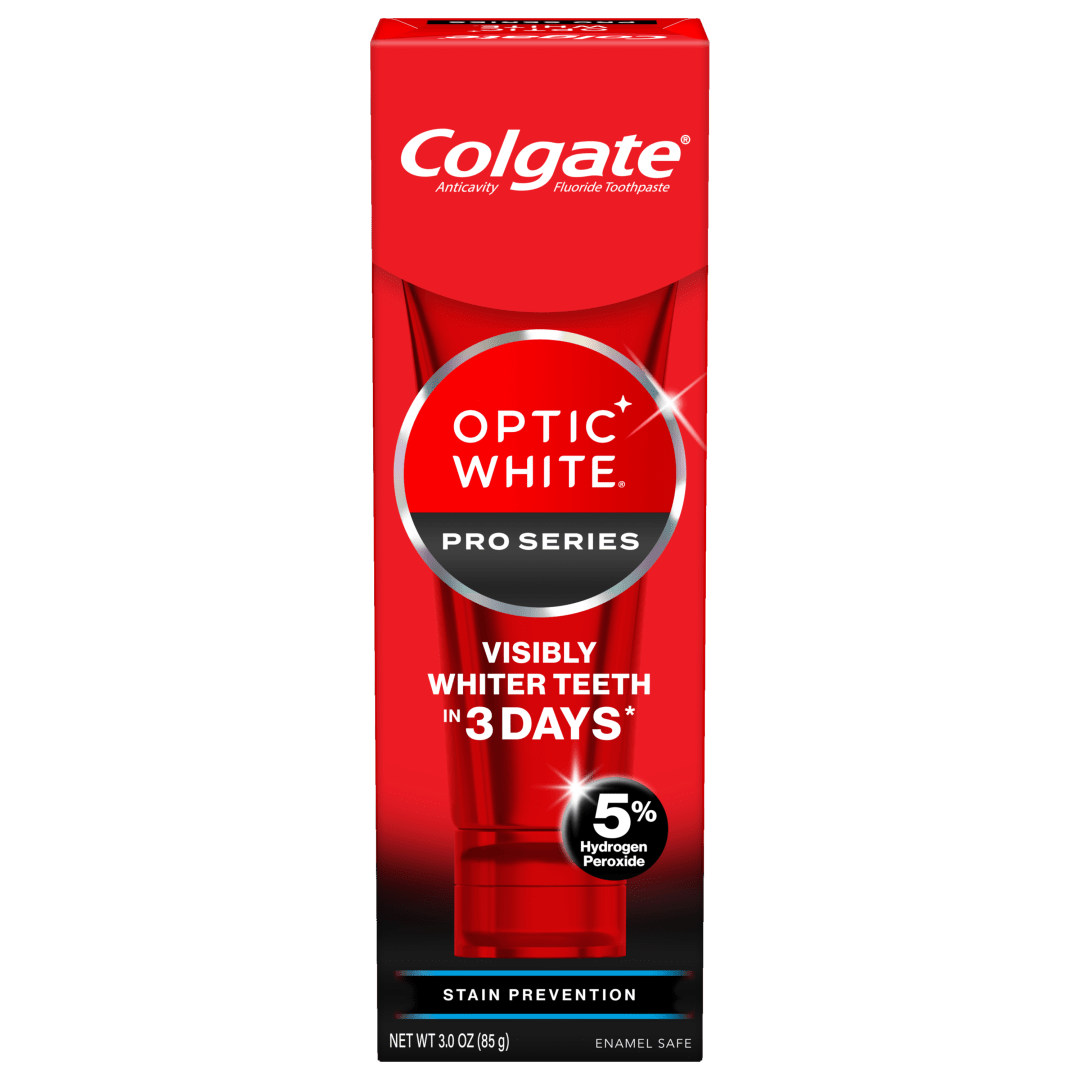 Colgate Optic White Pro Series Whitening Toothpaste with 5% Hydrogen Peroxide, Stain Prevention, 3 oz Tube