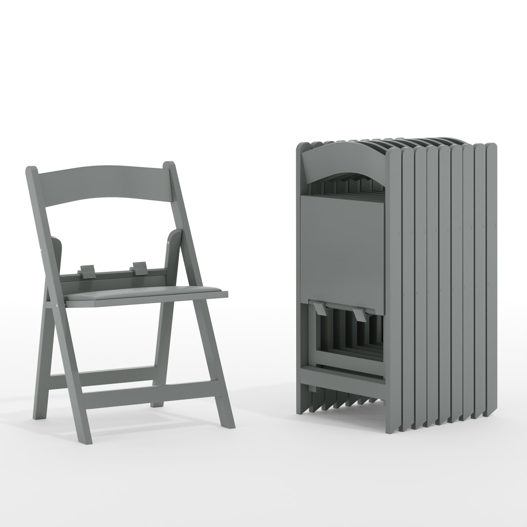 HERCULES Set of 10 Kids Gray Resin Folding Chairs with Vinyl Padded Seat and 110.5" Seat Height, Ages 4-6