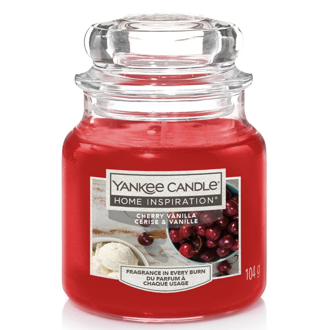 Yankee Candle® Home Inspiration Scented Candle | Cherry Vanilla Small Jar Candle | Burn Time: Up to 30 Hours