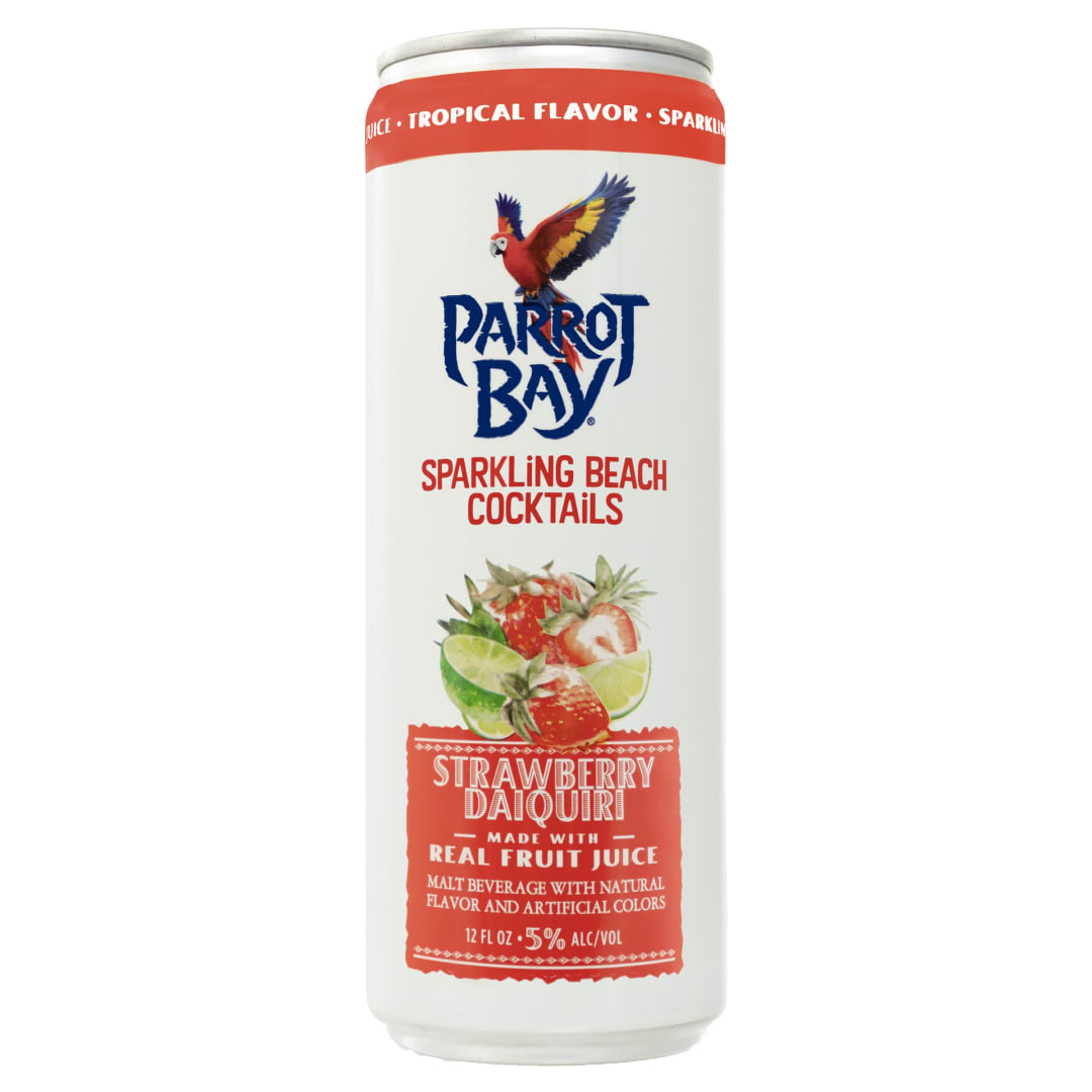 Parrot Bay Sparkling Beach Cocktails Strawberry Daiquiri 12Fl oz 10 Proof