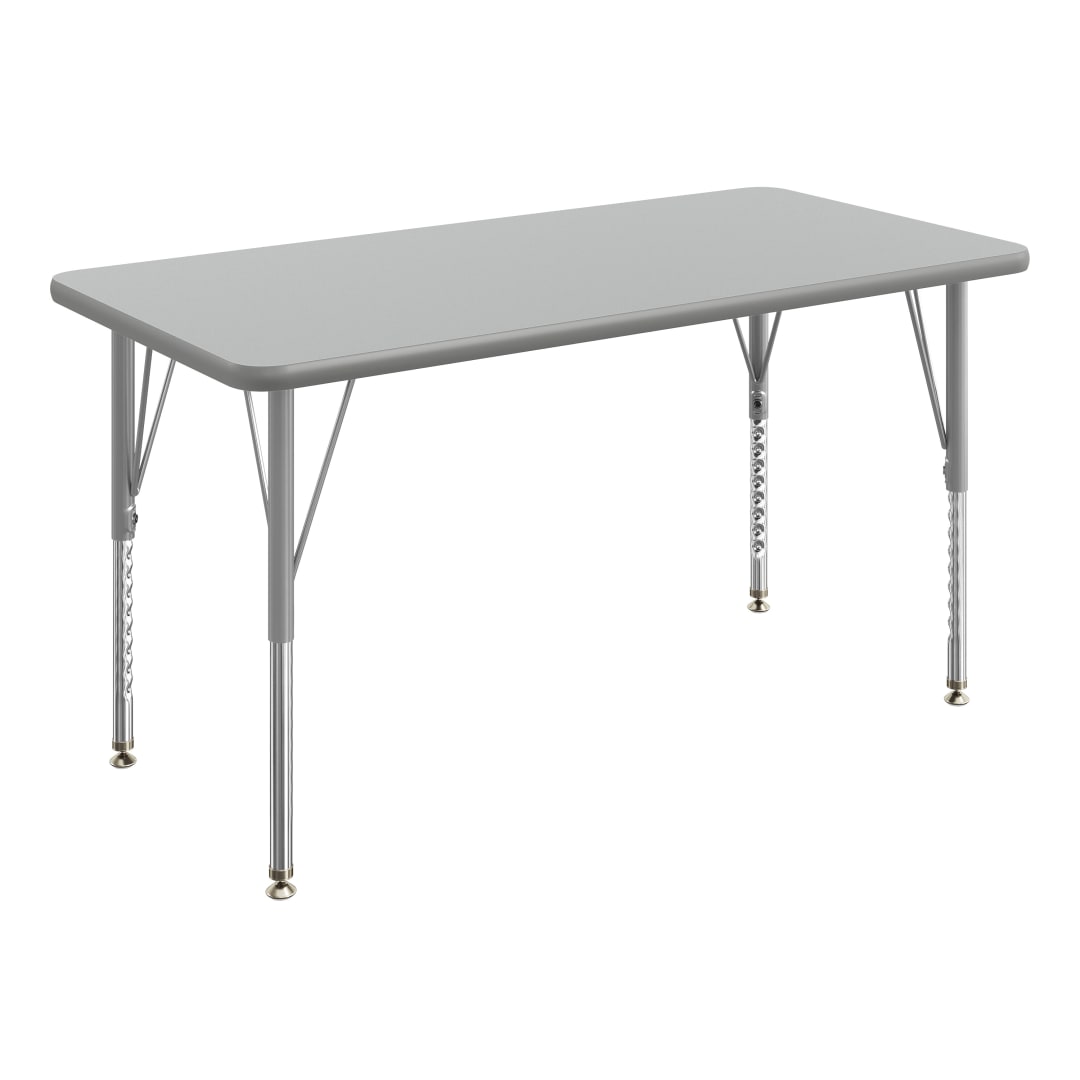 Wren 48" x 24" Adjustable Height Activity Table, Thermal Laminate Top, Short Legs, Gray