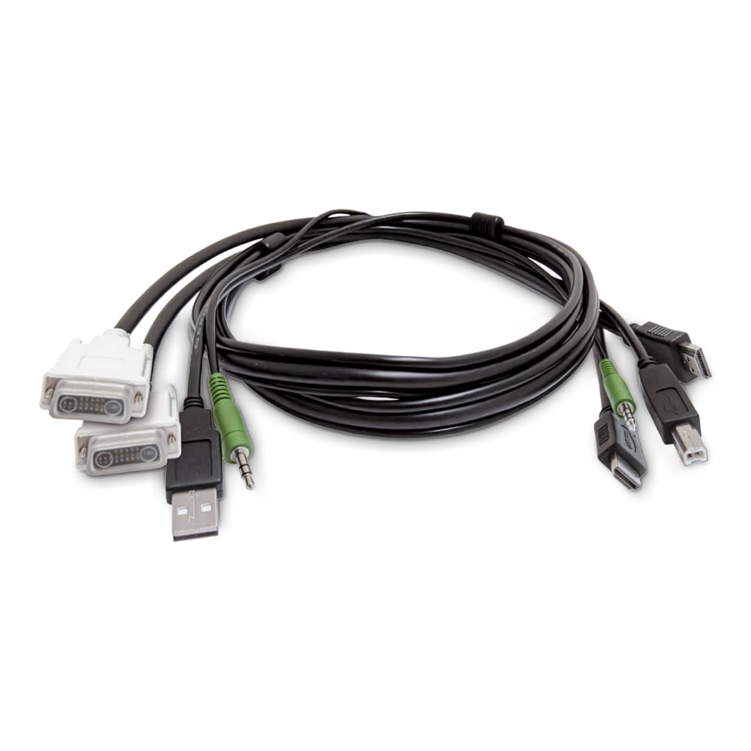 TAA Compliant 6 FT 2 DVI MALE to 2 HDMI MALE and 6 FT USB A