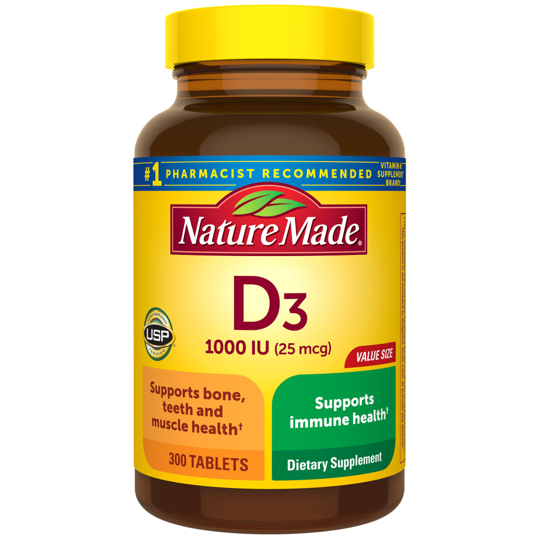 Nature Made Vitamin D3 1000 IU (25 mcg) Tablets, 300 Count
