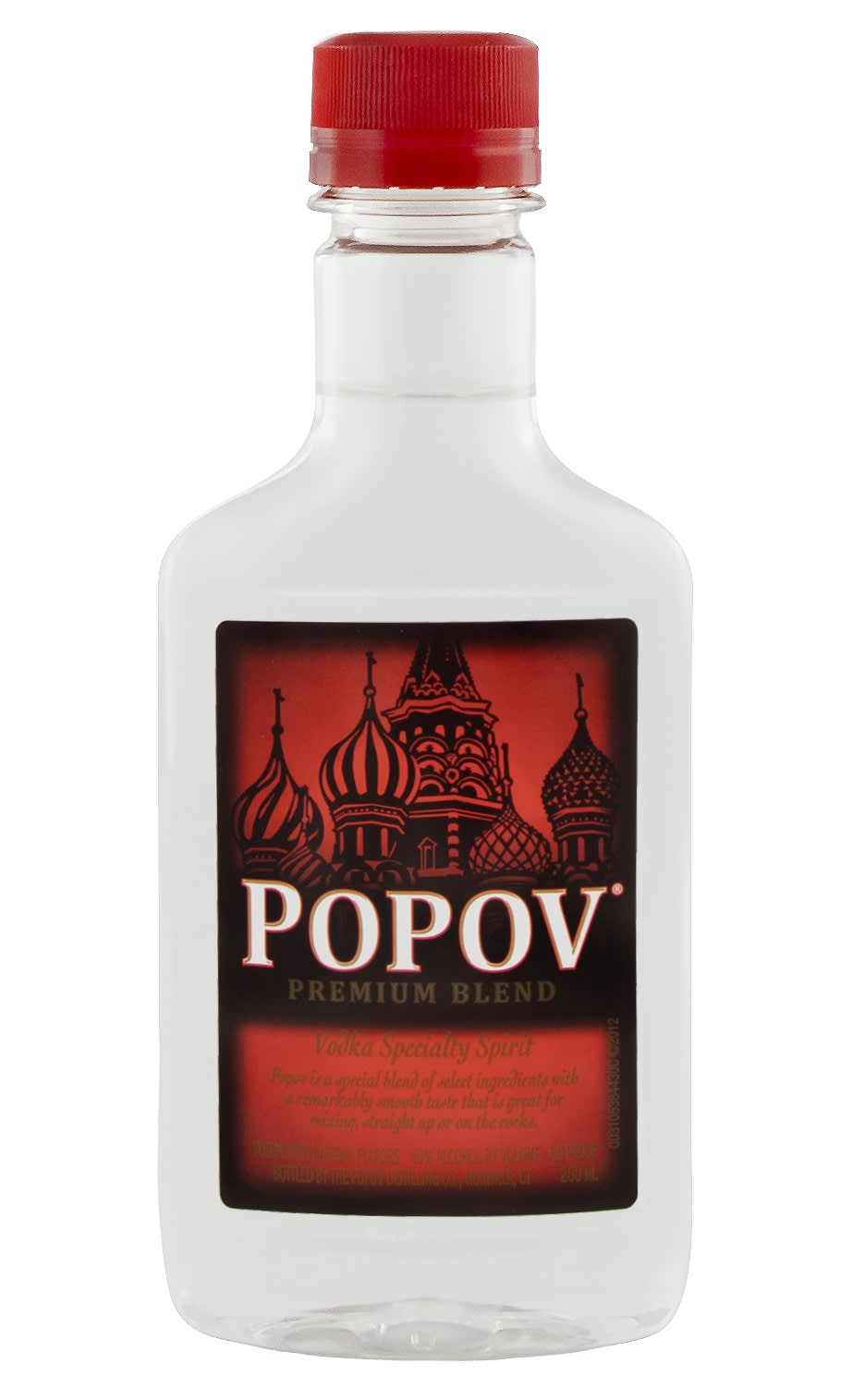 Popov Vodka 200ml Plastic Bottle 80 Proof