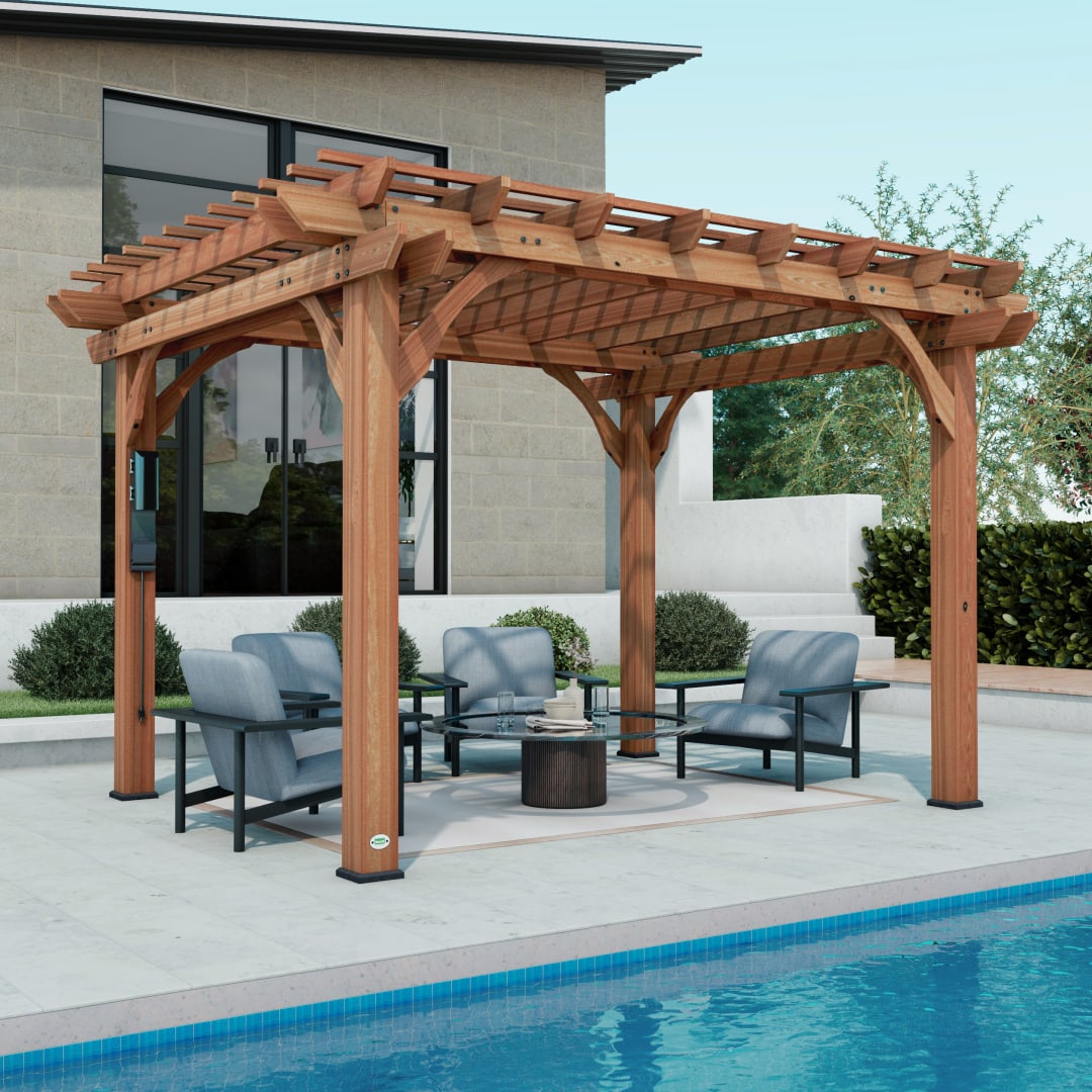 Beaumont Pergola-12x10-Medium Brown