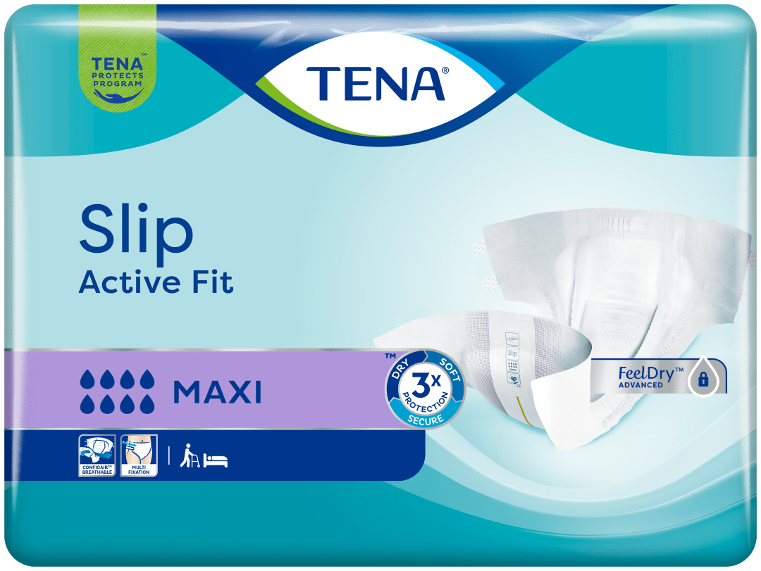 TENA Slip Active Fit Maxi – Incontinence Briefs with Adjustable Tabs, Heavy Leakage Protection, FeelDry™ Technology for Fast Absorption, Odour Neutraliser &amp; Wetness Indicator - Small, Pack of 24
