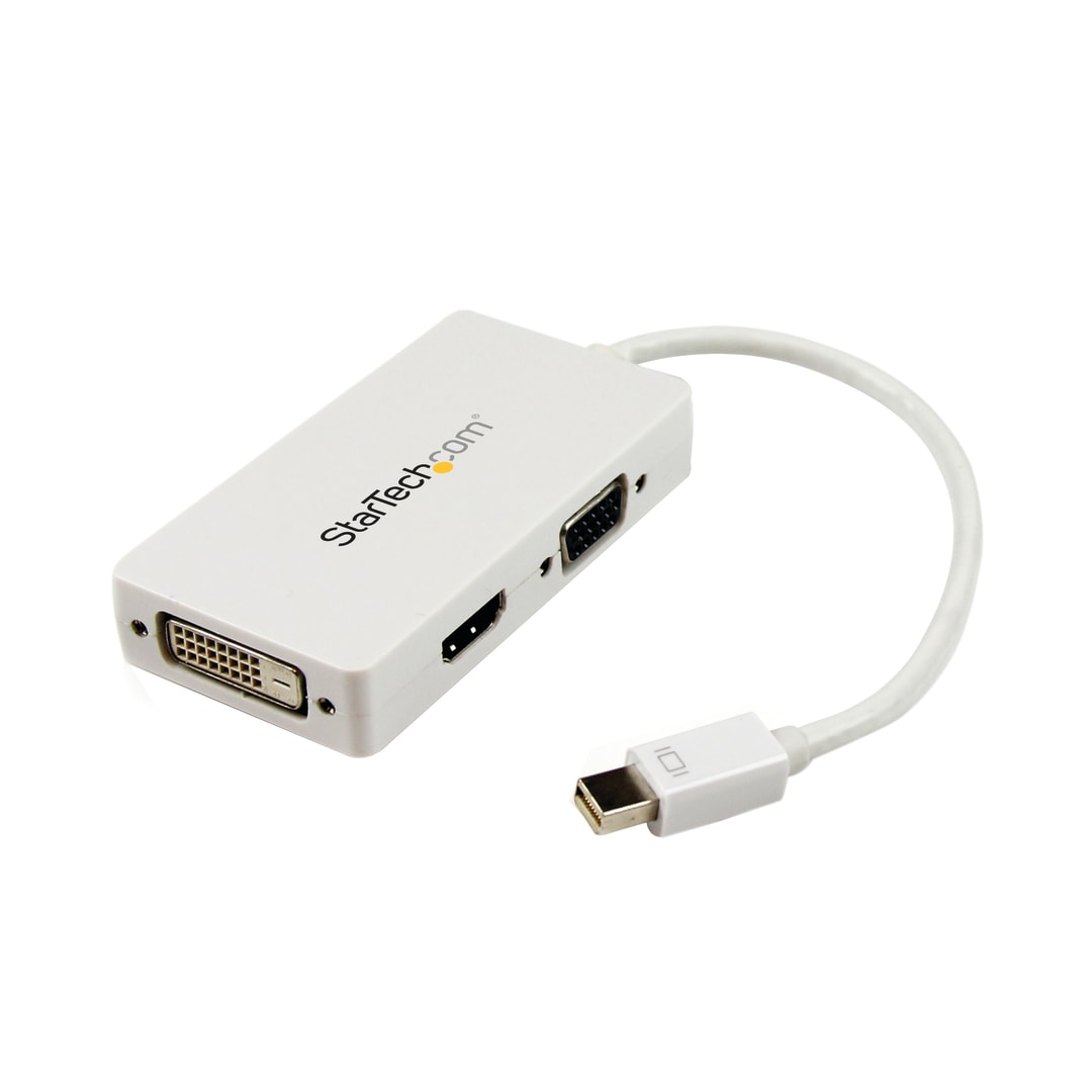 Mini Displayport to VGA HDMI DVI - White