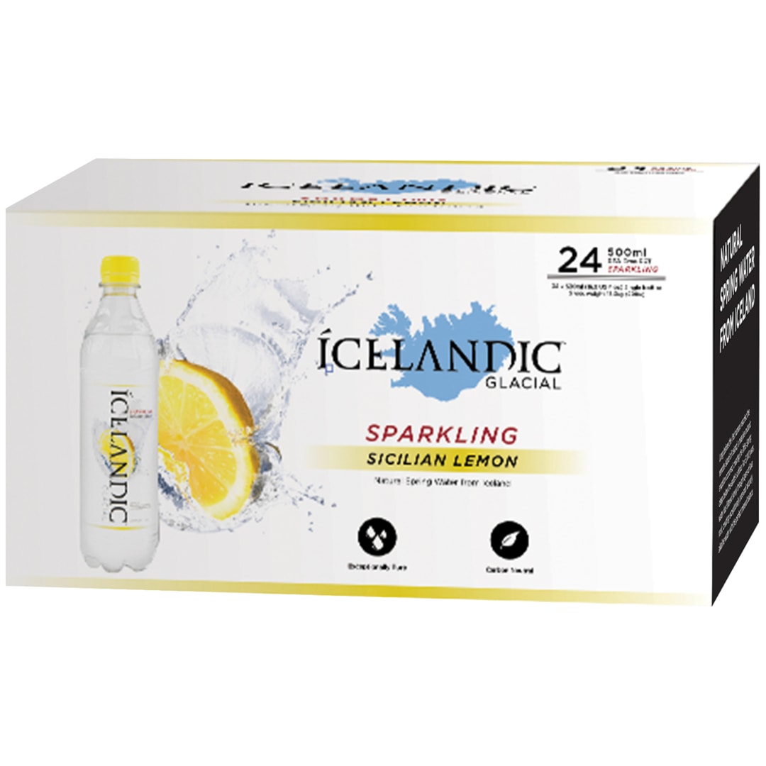 Ícelandic™ Glacial Sparkling Sicilian Lemon Sparkling Spring Water, 24 Pack 16.9 fl. oz. Bottles