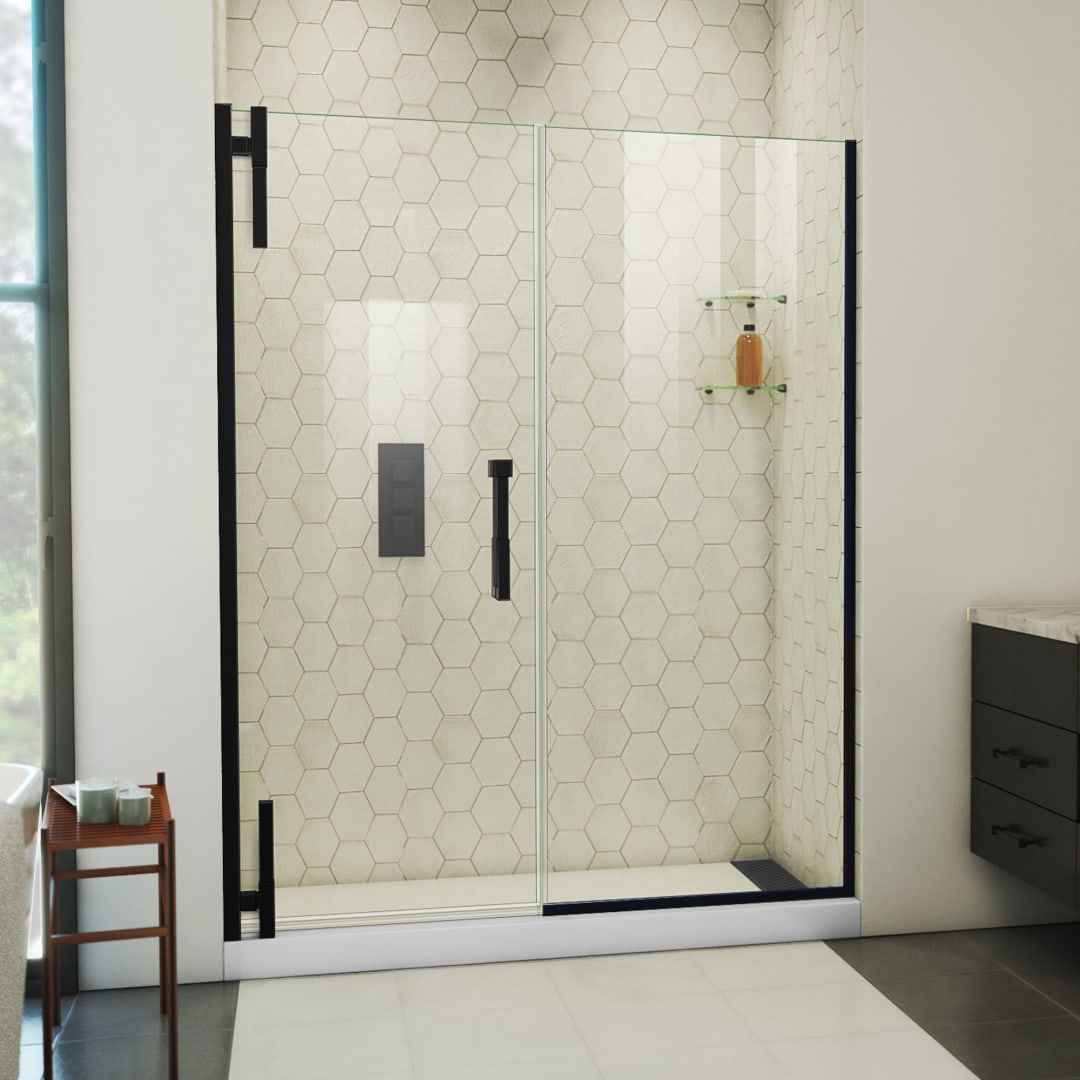 DreamLine Ascend 56 - 57 inch W x 72 inch H Frameless Pivot Shower Door in Matte Black