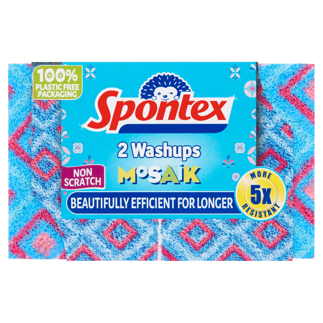 Spontex Washups Mosaik Non Scratch Sponge Scourer 2pk
