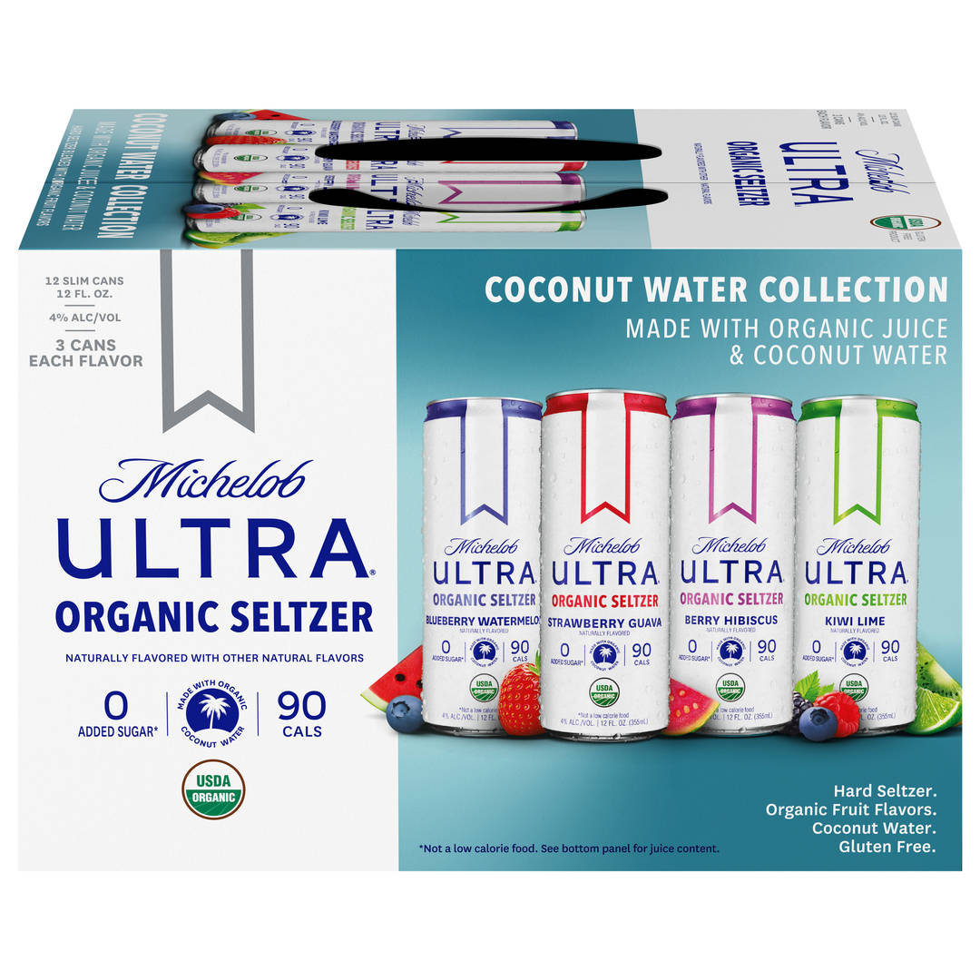 Michelob ULTRA Organic Hard Seltzer Coconut Water, Variety Pack, 12 Pack, 12 FL OZ Slim Cans