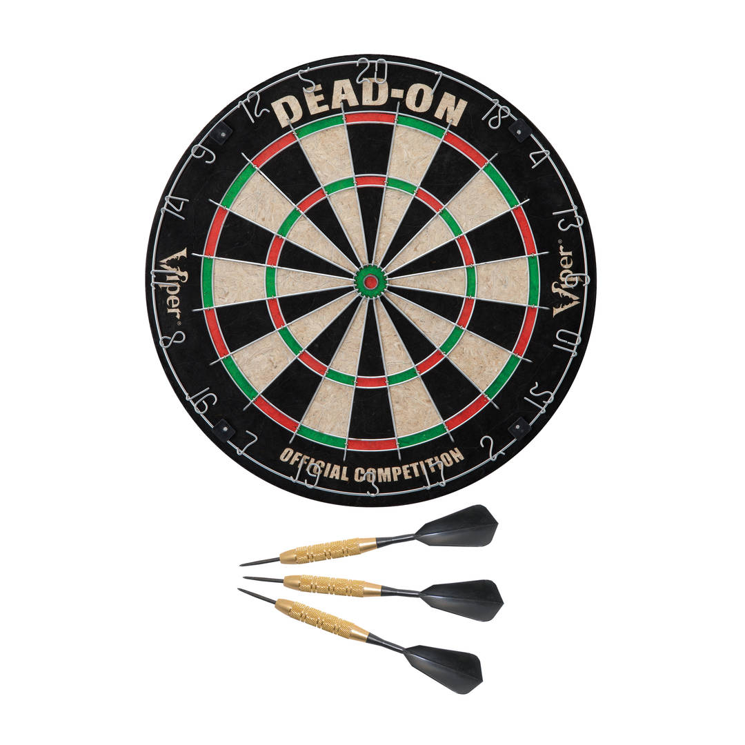 Viper Dead-On Sisal/Bristle Dartboard and Fat Cat Deluxe 23 Gram Steel Tip Darts