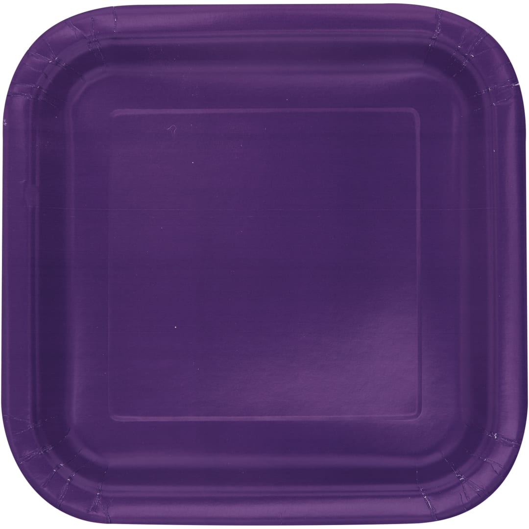 Deep Purple Solid Square 9" Dinner Plates, 14ct