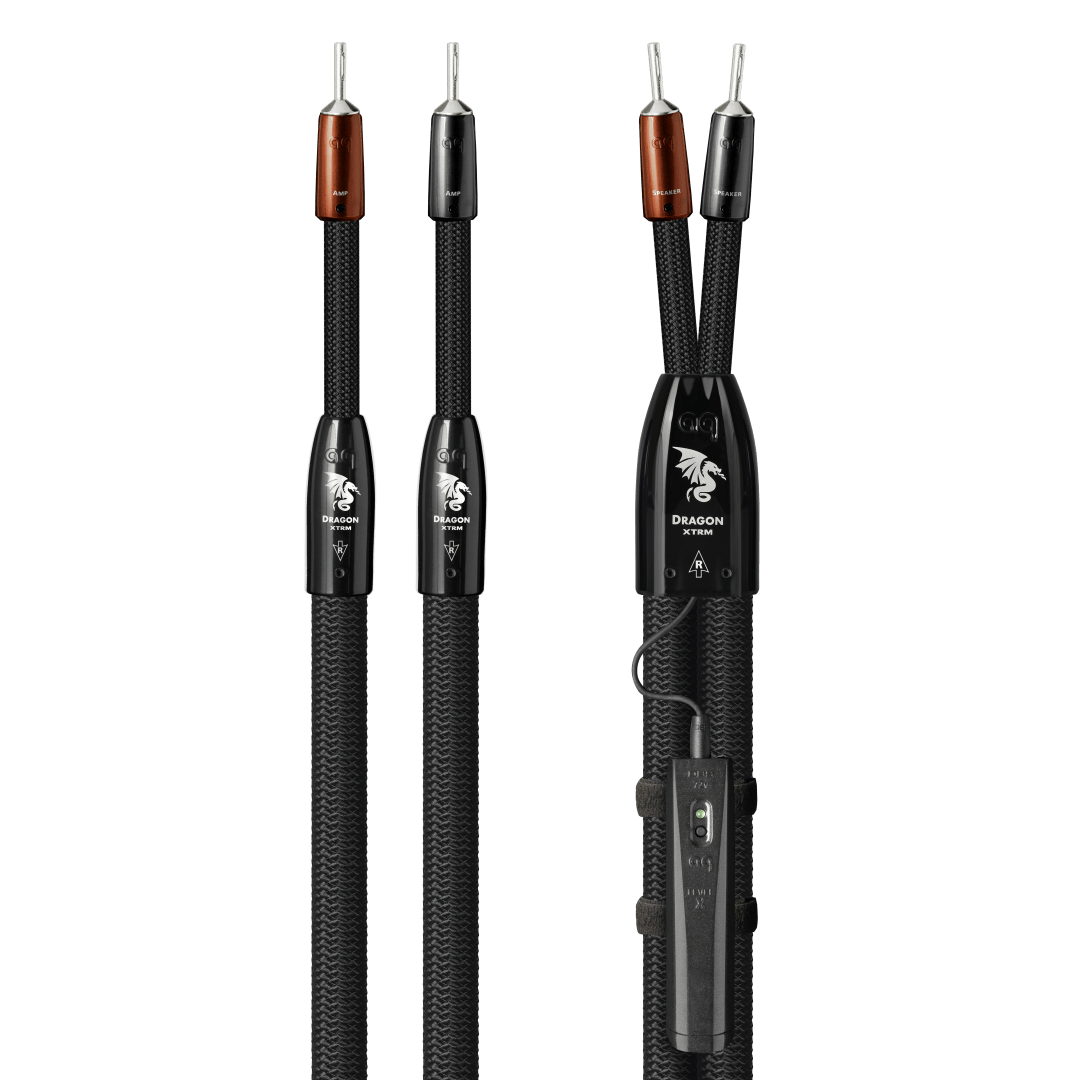 AudioQuest Dragon XTRM Speaker Cable w/ ZERO-Tech for Full-Range or Treble (2.5m, 2 x Male Banana, Silver)
