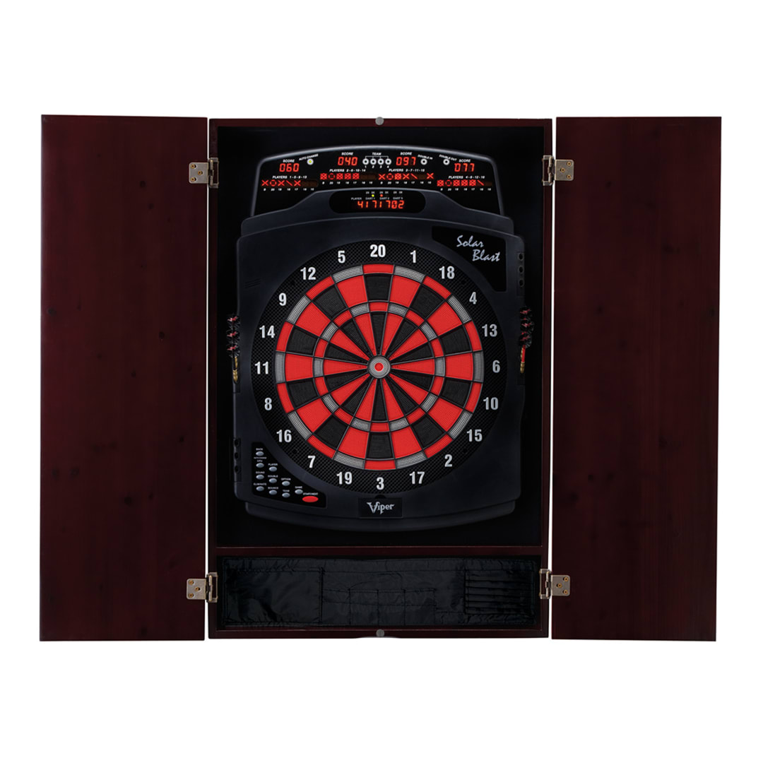 Viper Metropolitan Mahogany Soft Tip Dartboard Cabinet and Viper Solar Blast Electronic Dartboard
