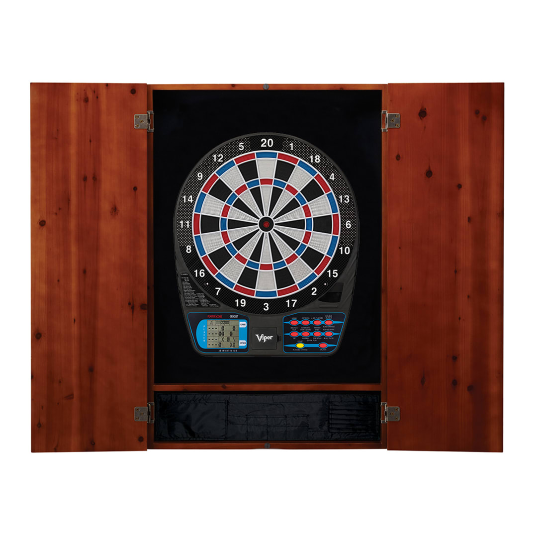 Viper Metropolitan Cinnamon Soft Tip Dartboard Cabinet and Viper 787 Electronic Dartboard