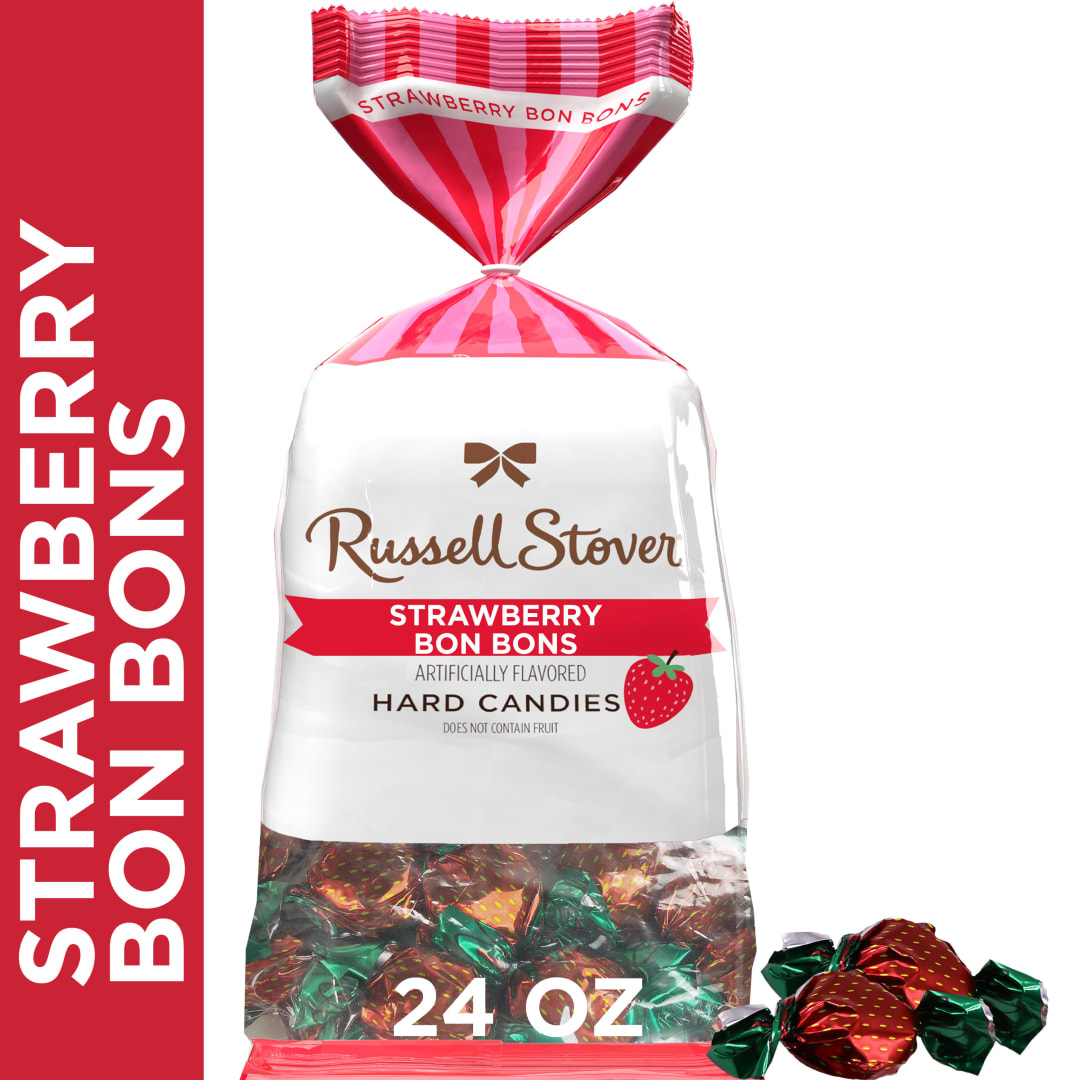 RUSSELL STOVER Strawberry Bon Bons Hard Candy, 12 oz. bag