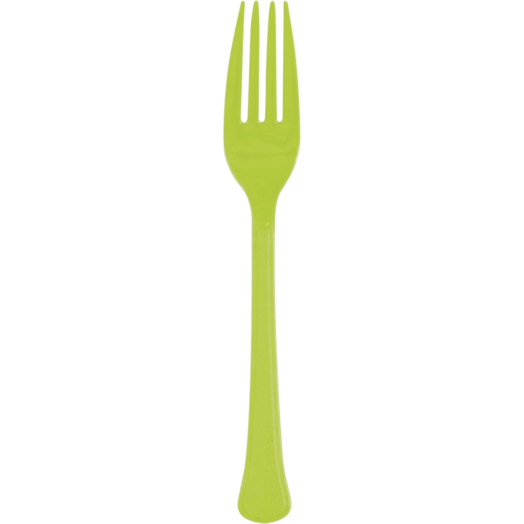 Neon Green Solid Premium Plastic Forks, 20ct