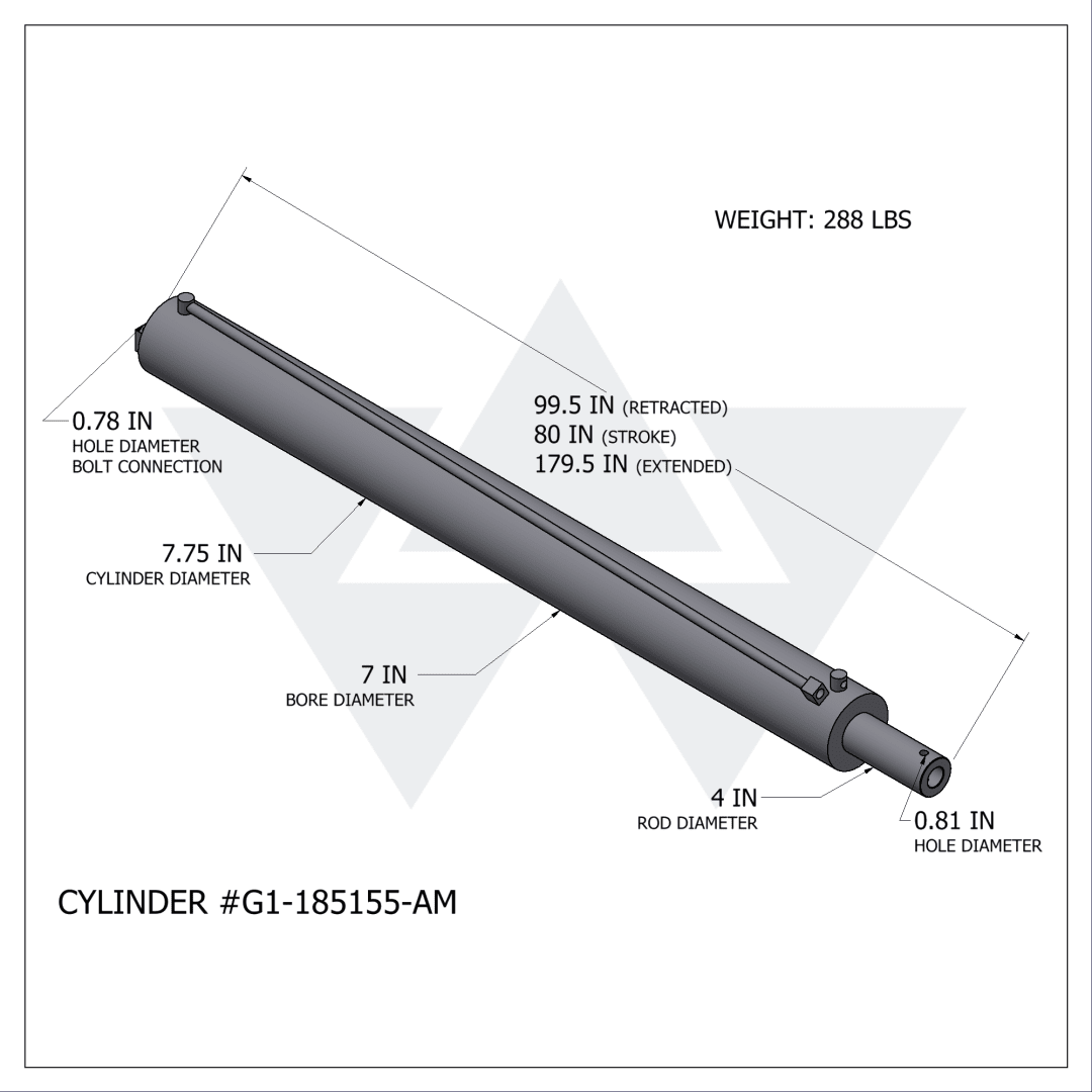 Galbreath™ Double Acting Winch Cylinder (7" X 4" X 80")