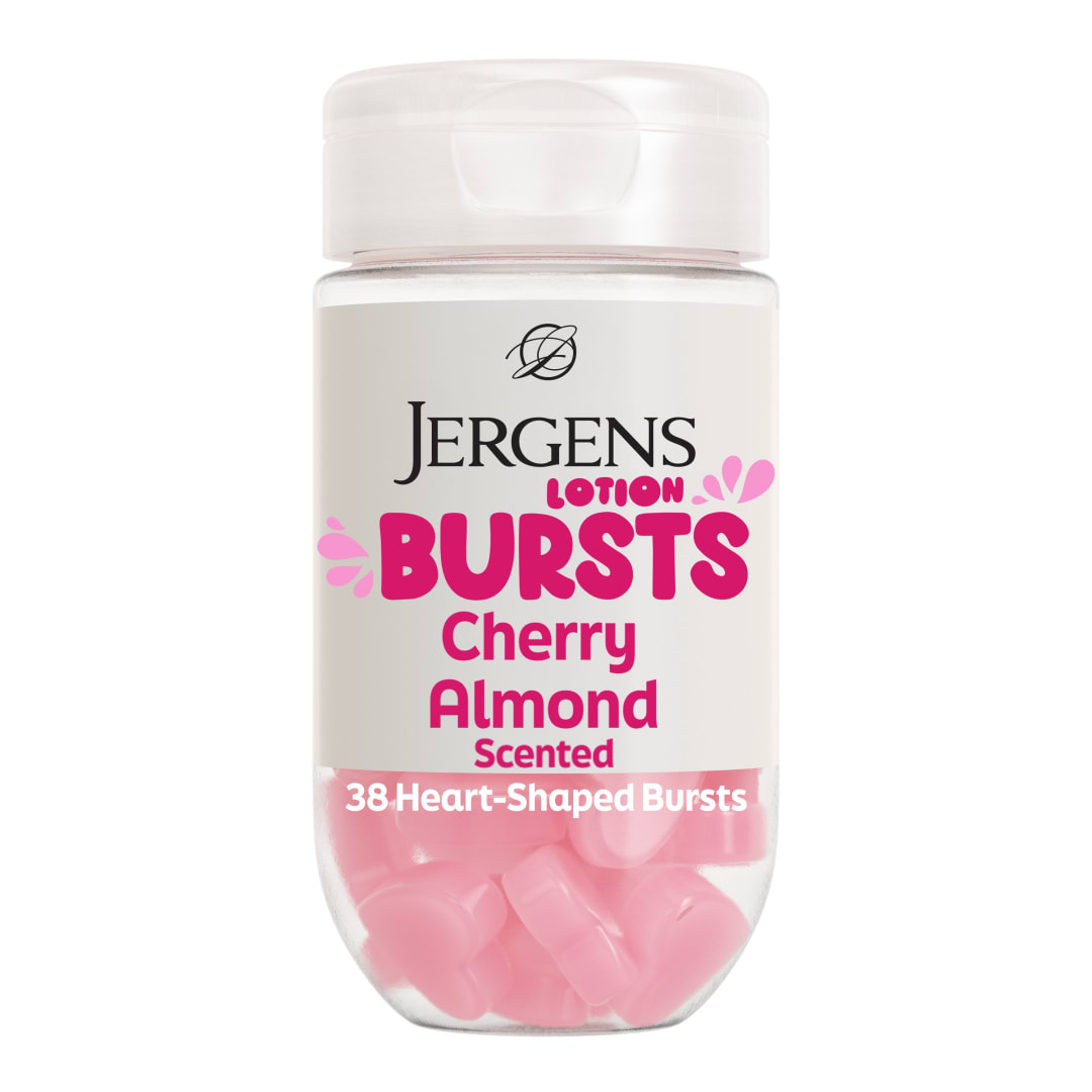Jergens Cherry Almond Body Lotion Bursts, Squishy Moisturizer, 38 ct