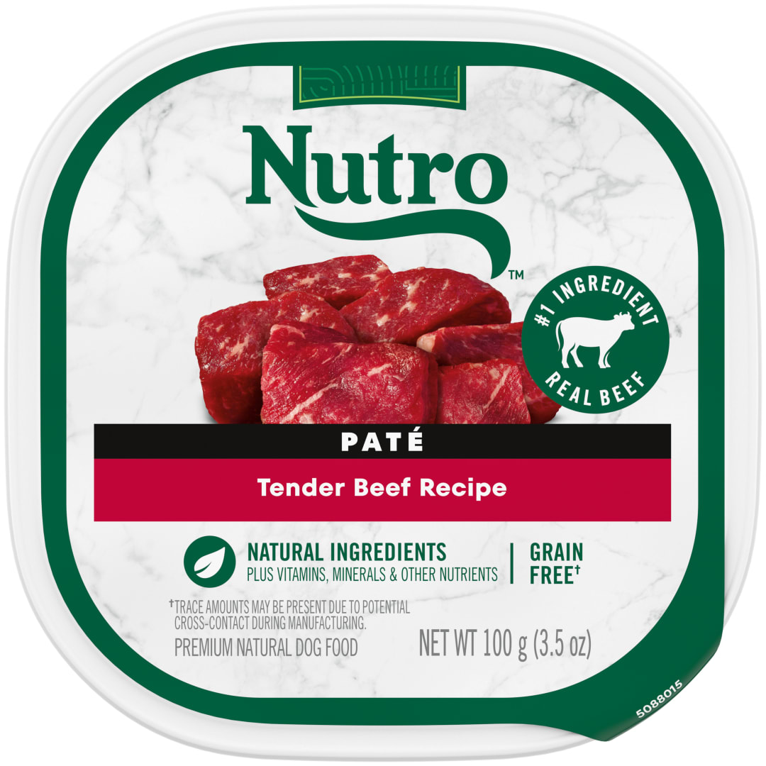NUTRO Adult Natural Grain Free Wet Dog Food Paté Tender Beef Recipe, (24) 3.5 oz. Trays