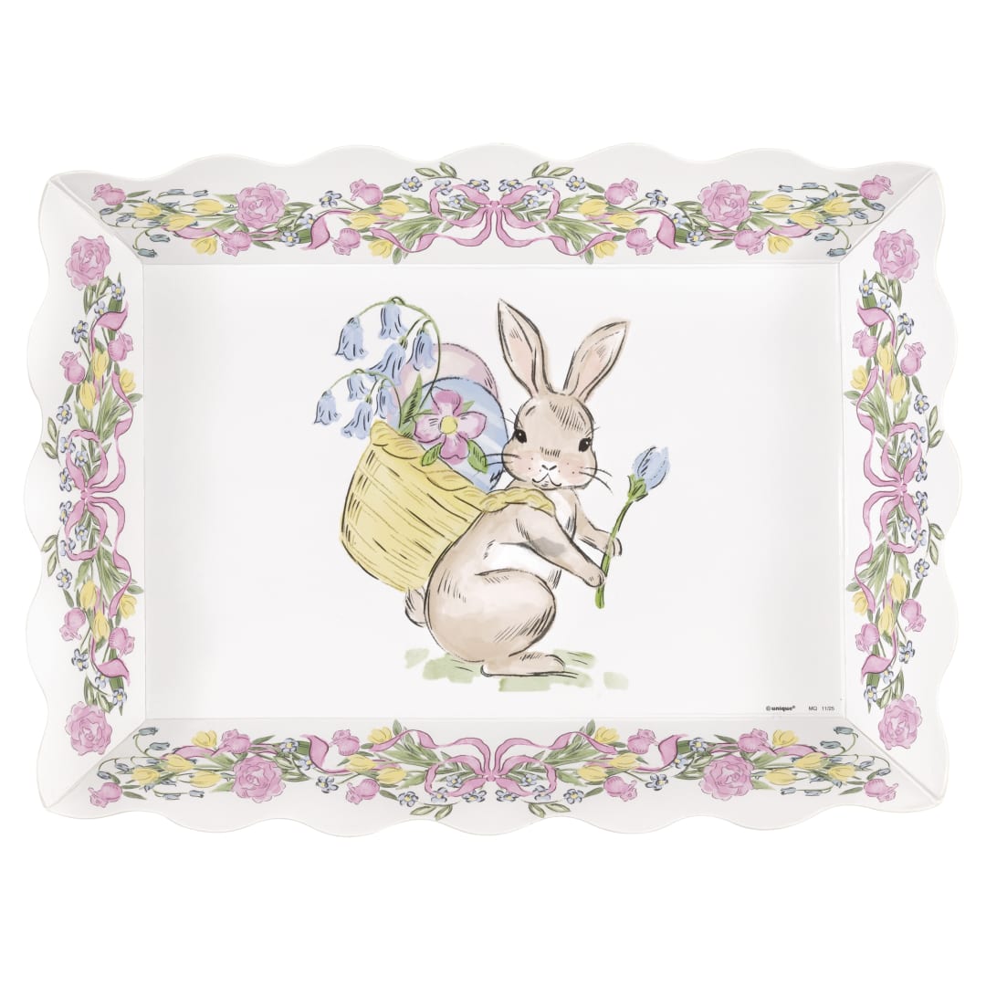 Watercolor Easter Scalloped Edge 16.5" x 12.5" Paperboard Serving Tray