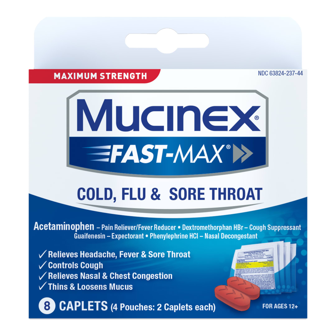 MUCINEX® FAST-MAX® Caplets - Cold, Flu, & Sore Throat 24/8 ct. (4 sachets)