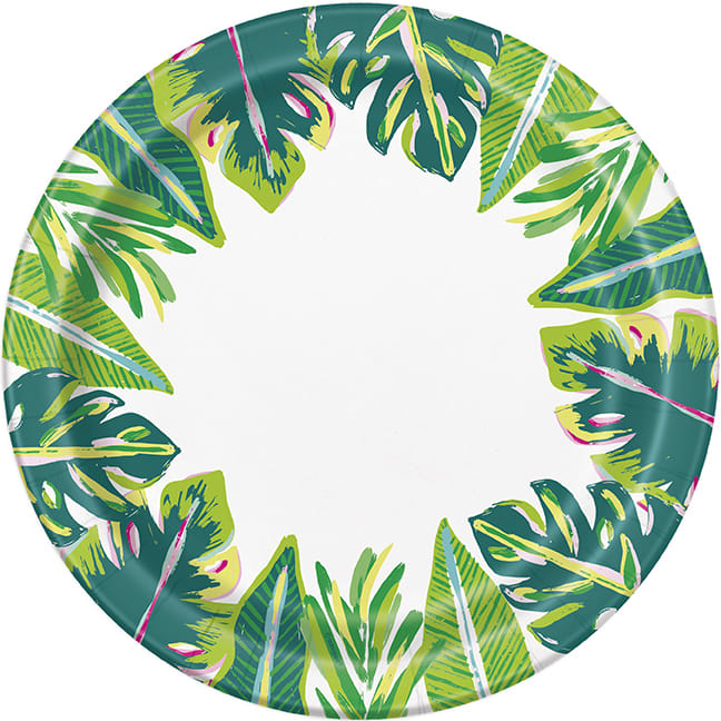 Tropical Leaves Round 9" Dinner Plates, 8ct