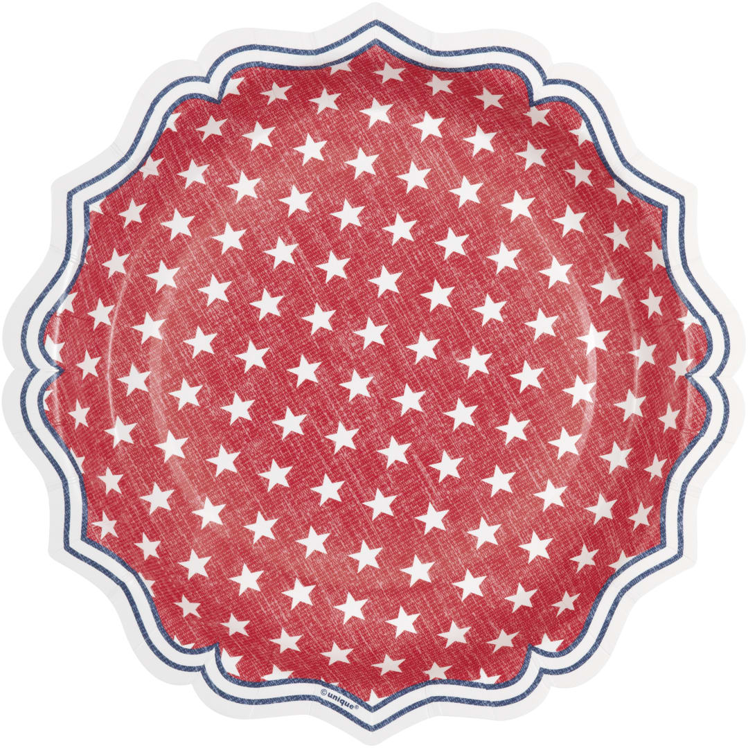 Classic Americana Shaped Edge Round 8.25" Plates, 8ct