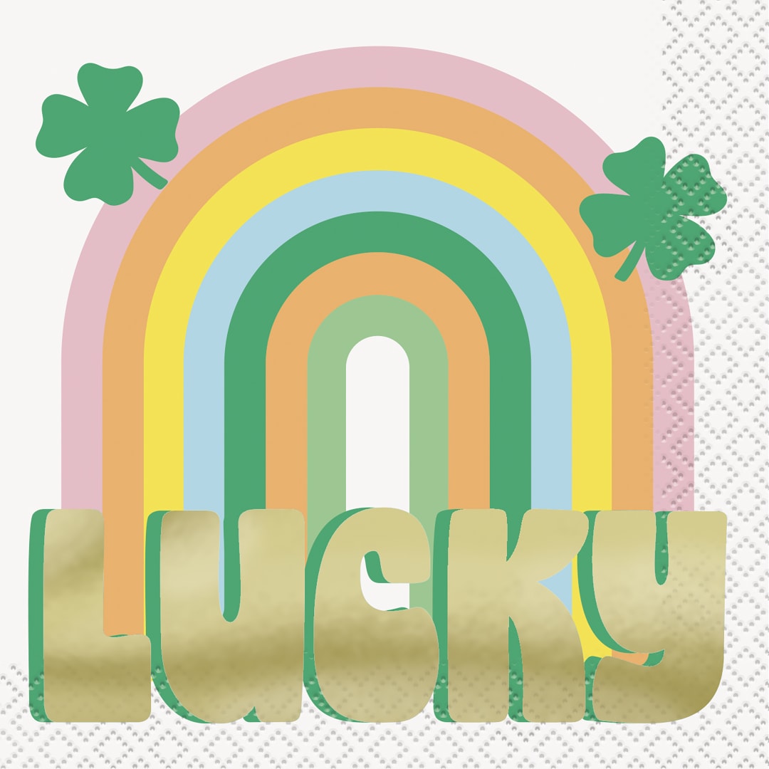 St. Patty's Day "Lucky" Beverage Napkins, 16ct - Foil Stamping