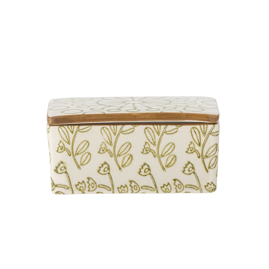 82061611 - Maple Butter Box, Green, Stoneware STOCK: 85