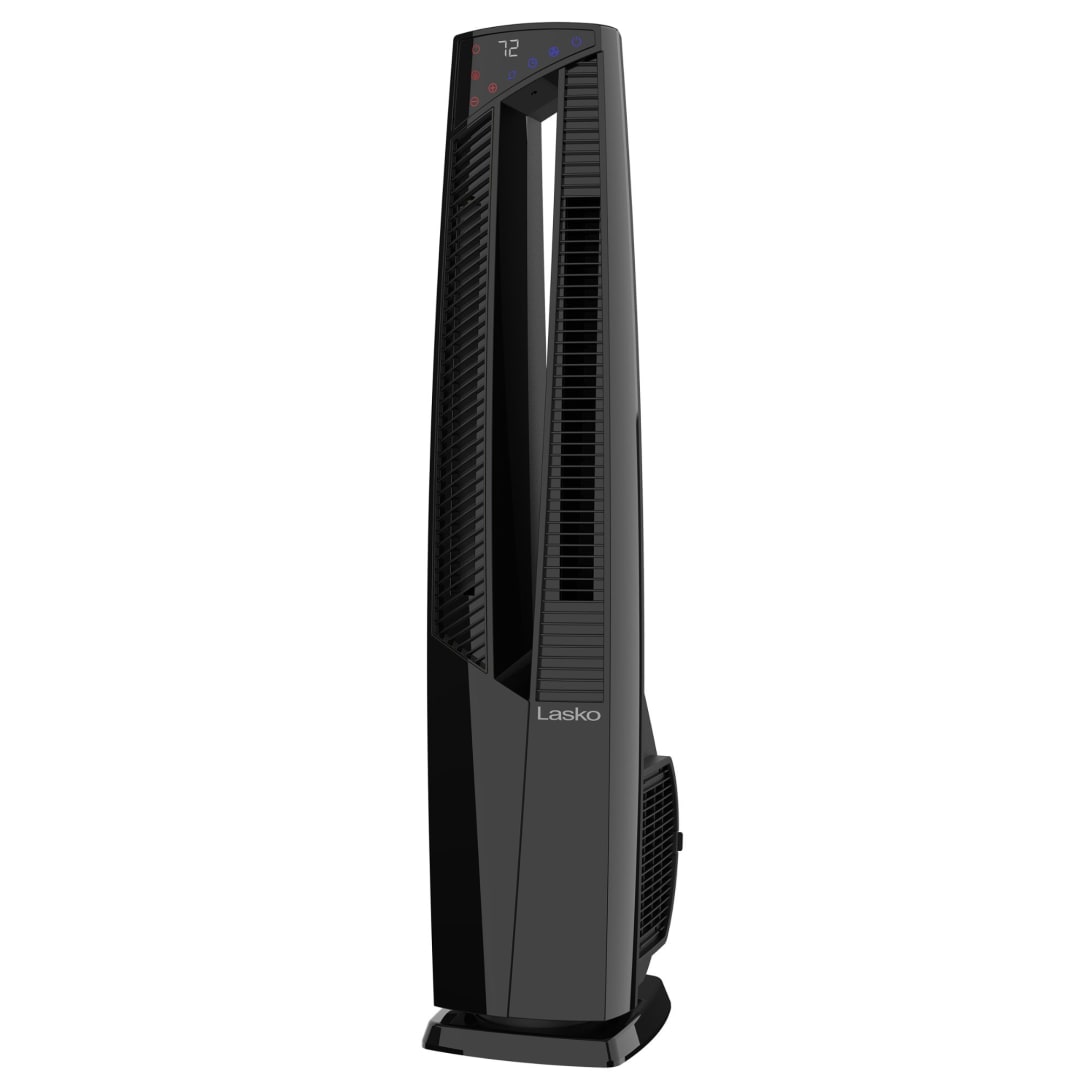 Lasko DUO Comfort 1500-Watt High Velocity Tower Fan and Space Heater with WhisperForce DC Technology, Child Lock and Remote Control, Black