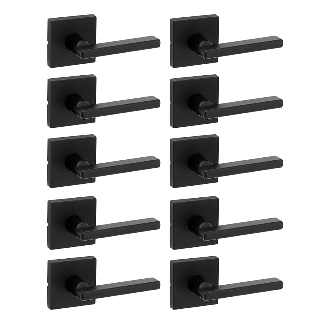 Halifax Square Hall/Closet Door Lever in Matte Black 10 Pack