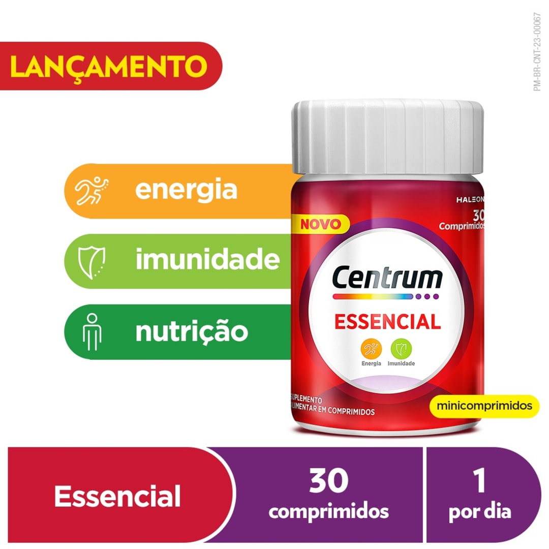 Centrum Essencial Multivitamínico Adulto com 8 nutrientes essenciais, 30 cápsulas