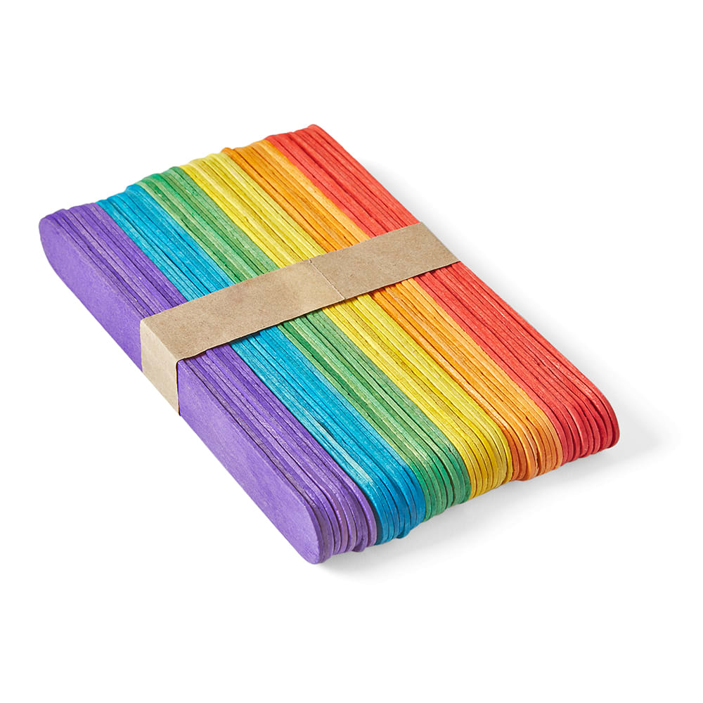 CRAFT STICKS, WOOD, JUMBO, ASST CLR, P/100