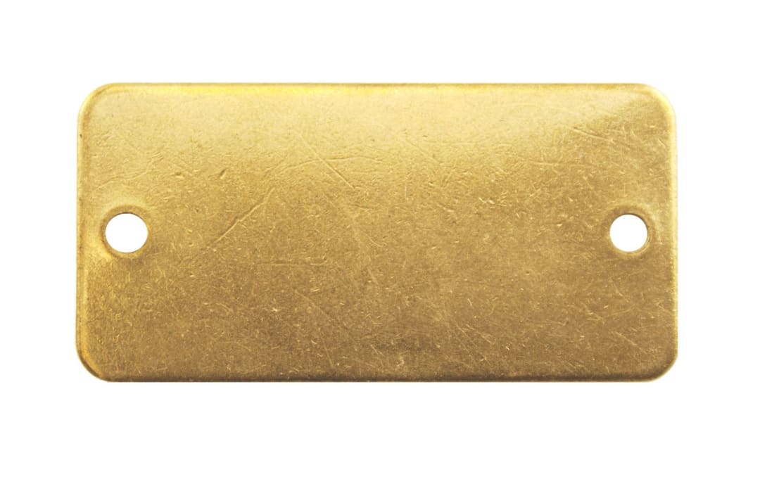 Tag-Rectangle with Rounded Corners 1-1/2" x  3" Brass 100 Pack